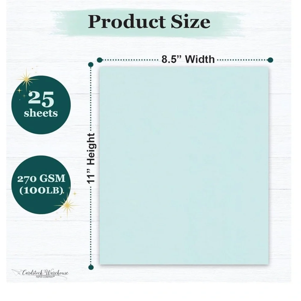 CARDSTOCK WAREHOUSE Pale Blue Thick Paper 10 Sheets 100 lb 8.5”x11”